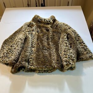 Free People Leopard/Cheetah Faux Fur Print 3/4 Sleeve Swing Coat